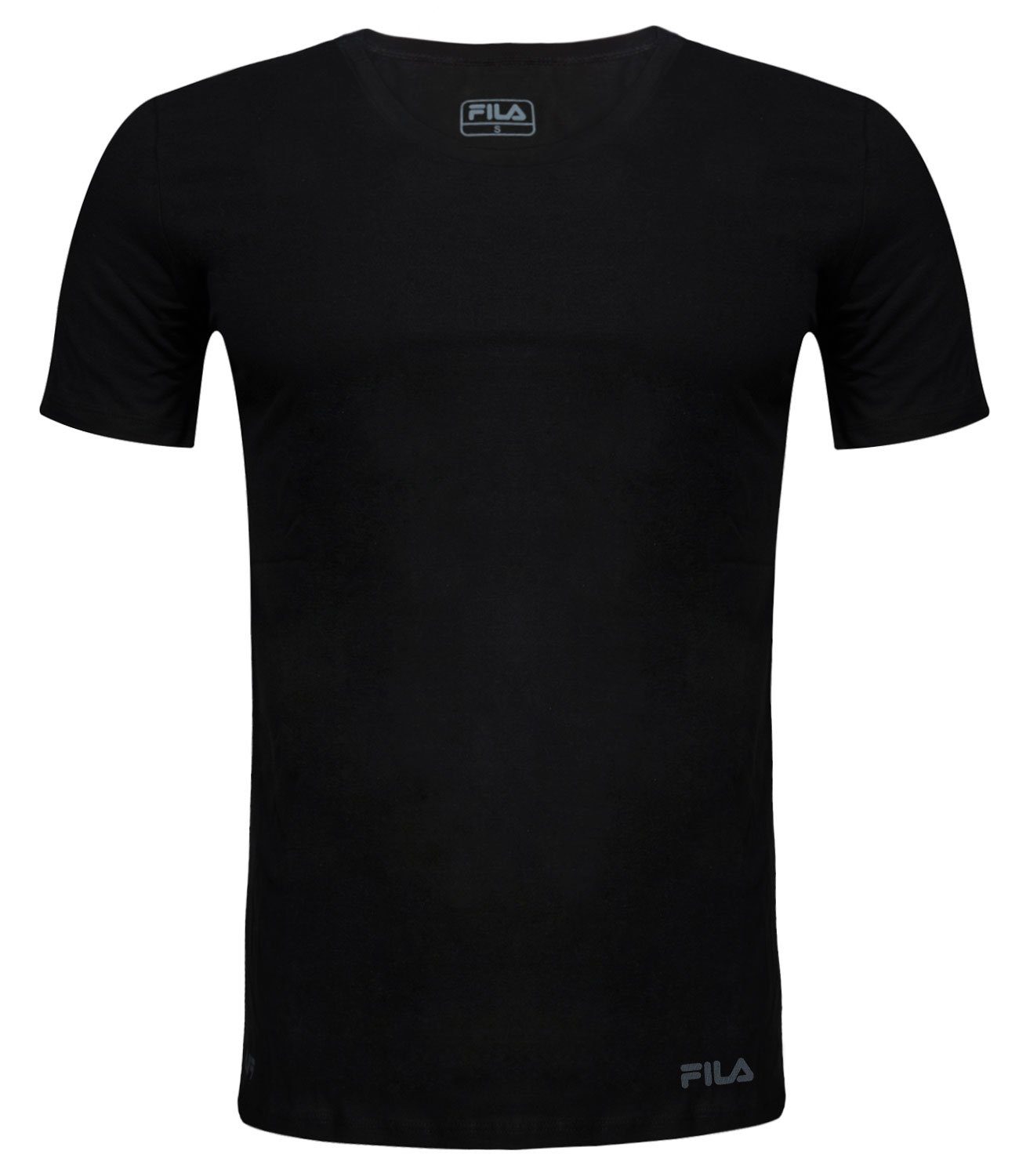 200 aus weichem Round-Neck Fila T-Shirt black Baumwolljersey