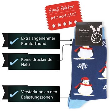 TwoSocks Freizeitsocken Weihnachtssocken Pinguin Socken für Damen und Herren Einheitsgröße (1 Paar)