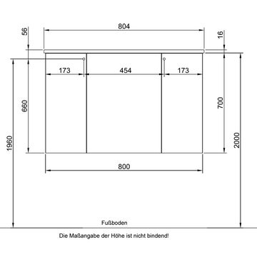 Lomadox Badmöbel-Set DOVER-66, (Spar-Set, 5-St), Weiß Glanz mit 3D Kante in Riviera Eiche Nb. 125/200/45