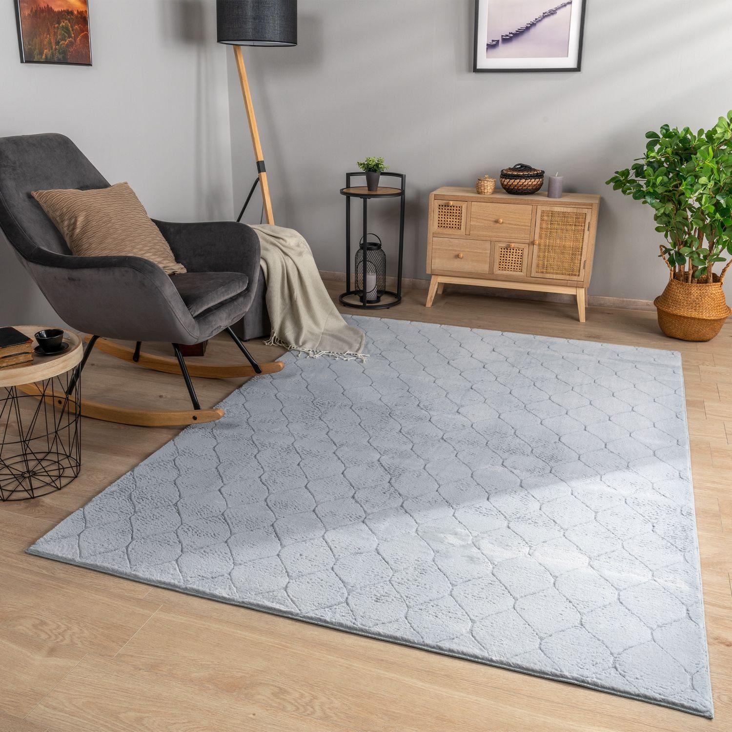 Teppich Wohnzimmer Teppich Esszimmer Kurzflor Geometrisches Muster Skandi, TT Home, Läufer, Höhe: 16 mm