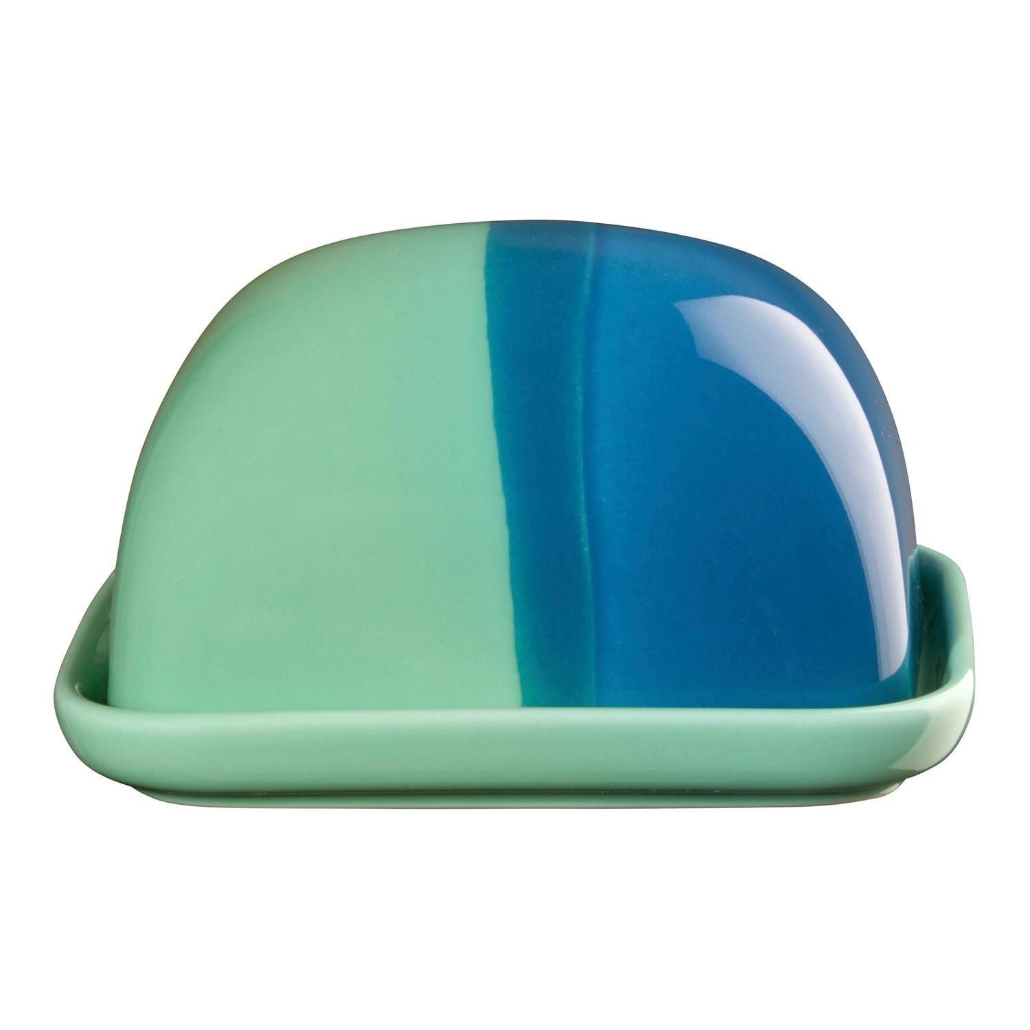 ASA SELECTION Butterdose Butterdose JOY, 11,5 x 9,5 cm, Grün, Blau, Porzellan, (1-tlg), Porzellan