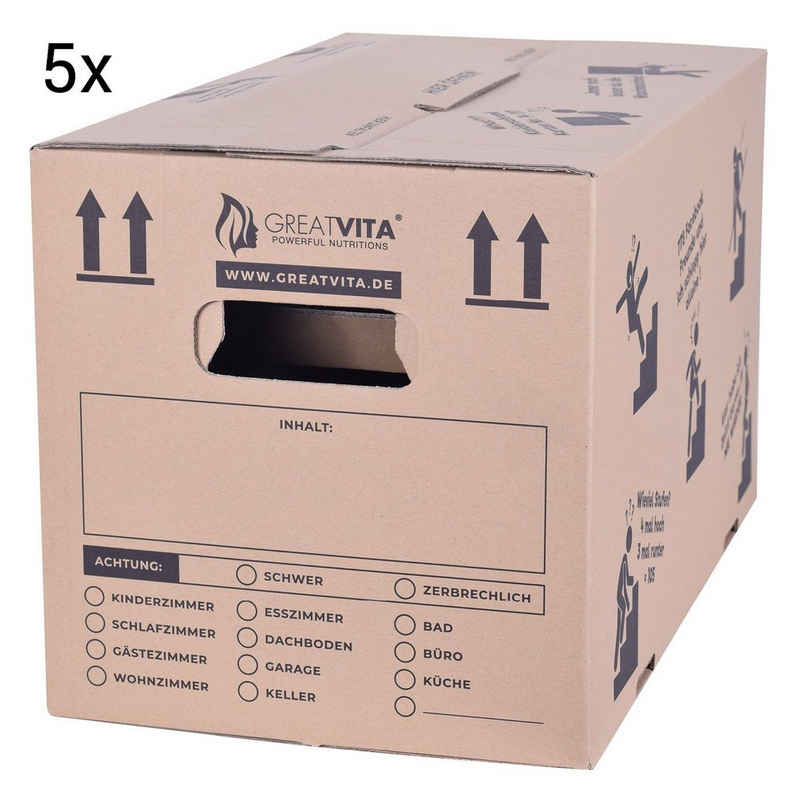 pajoma® Aufbewahrungsbox XXL Umzugskarton (Spar-Set, 5 Stück), Profi Aktenkarton 2-wellig, extra stabil bis 40 kg