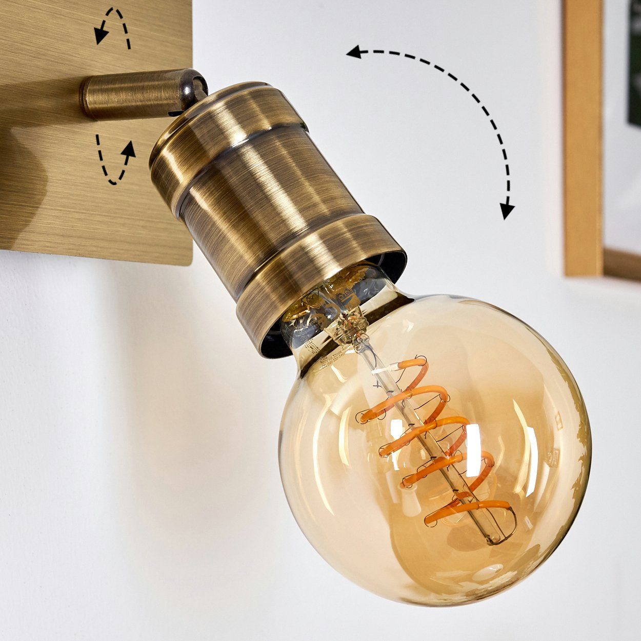 Wandlampe 2xE27, Metall Wandspot verstellbare Leuchtmittel, Wandleuchte aus hofstein in im Retro/Vintage-Design ohne »Anzo« Altmessing,