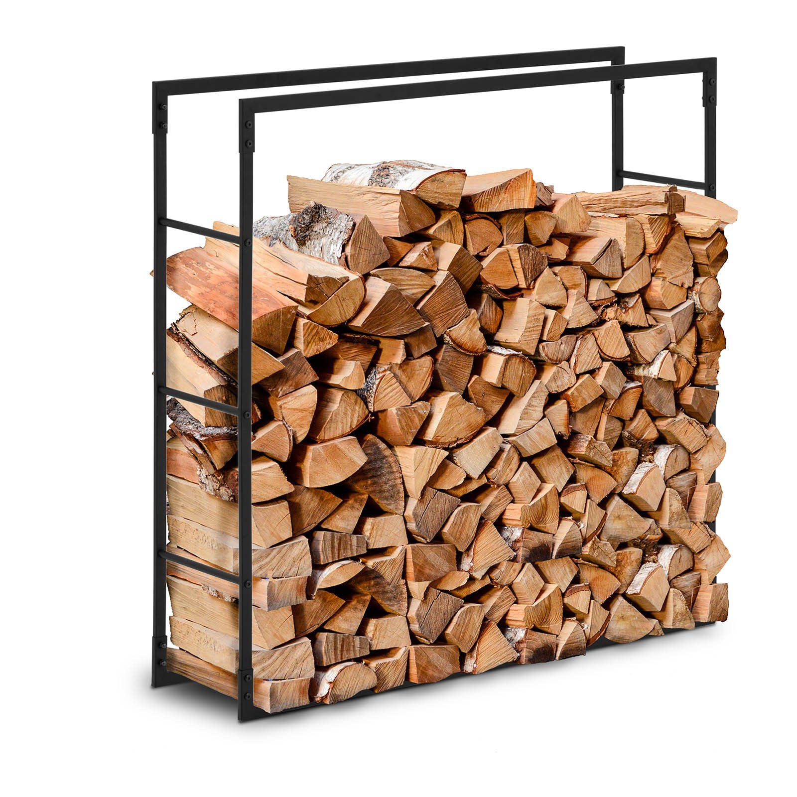 Hillvert Kaminholzregal Brennholzregal Holzständer 35kg Stahl schwarz, BxTxH:25x25x100 cm