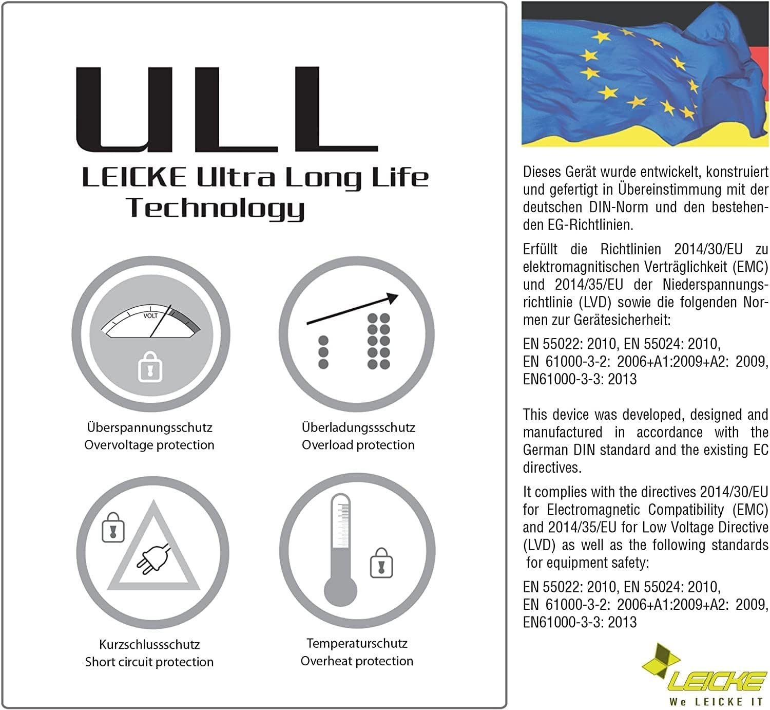 Leicke 90 W-Netzteil 12 V, 7,5 A für LCD-/TFT-Bildschirm, LED-Strips, NAS Universal-Netzteil (Festplatten, Pico-PSU, Router, Hubs, Switches, Embedded-PC usw)