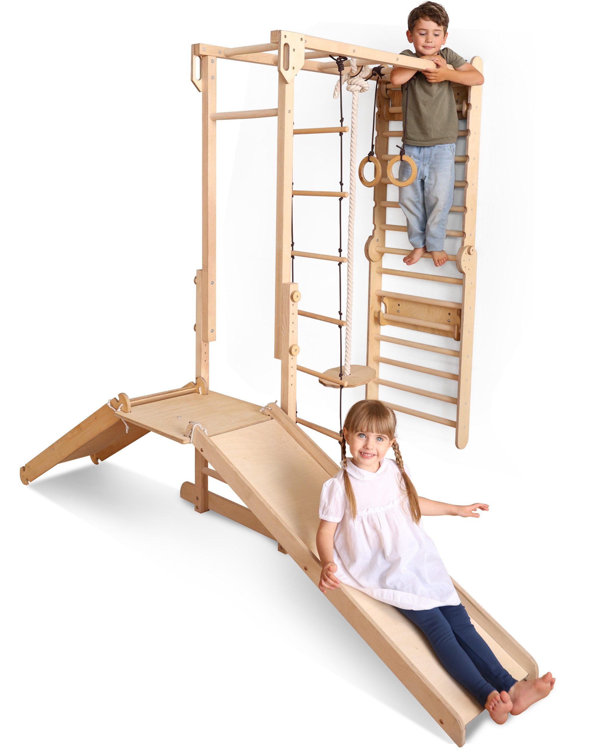 Goodevas Klettergerüst Multifunktionale Schwedenwand & Klettergerüst für Kinder, (9-St)