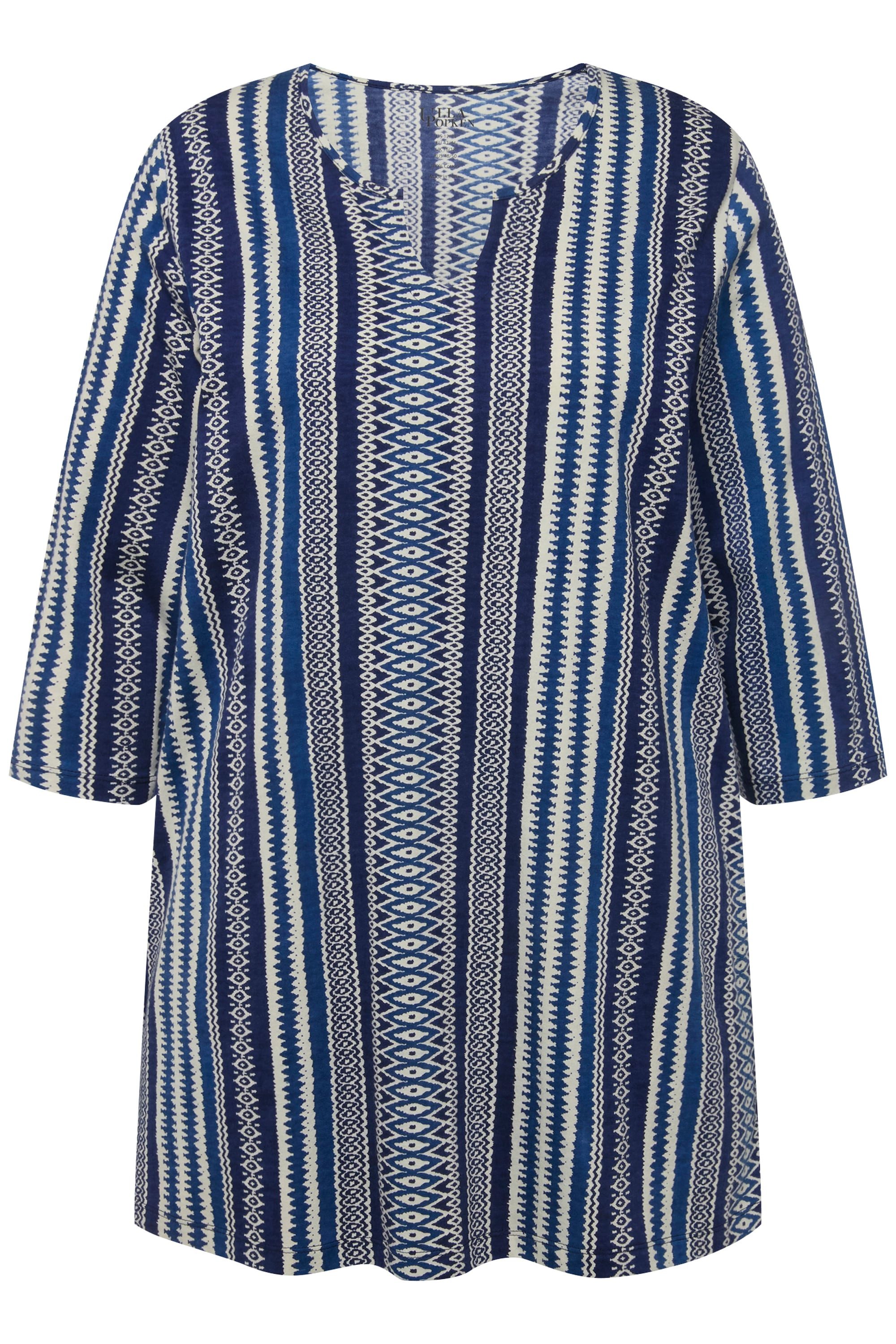 Ulla Popken Longshirt Longshirt Musterstreifen Tunika-Ausschnitt günstig online kaufen