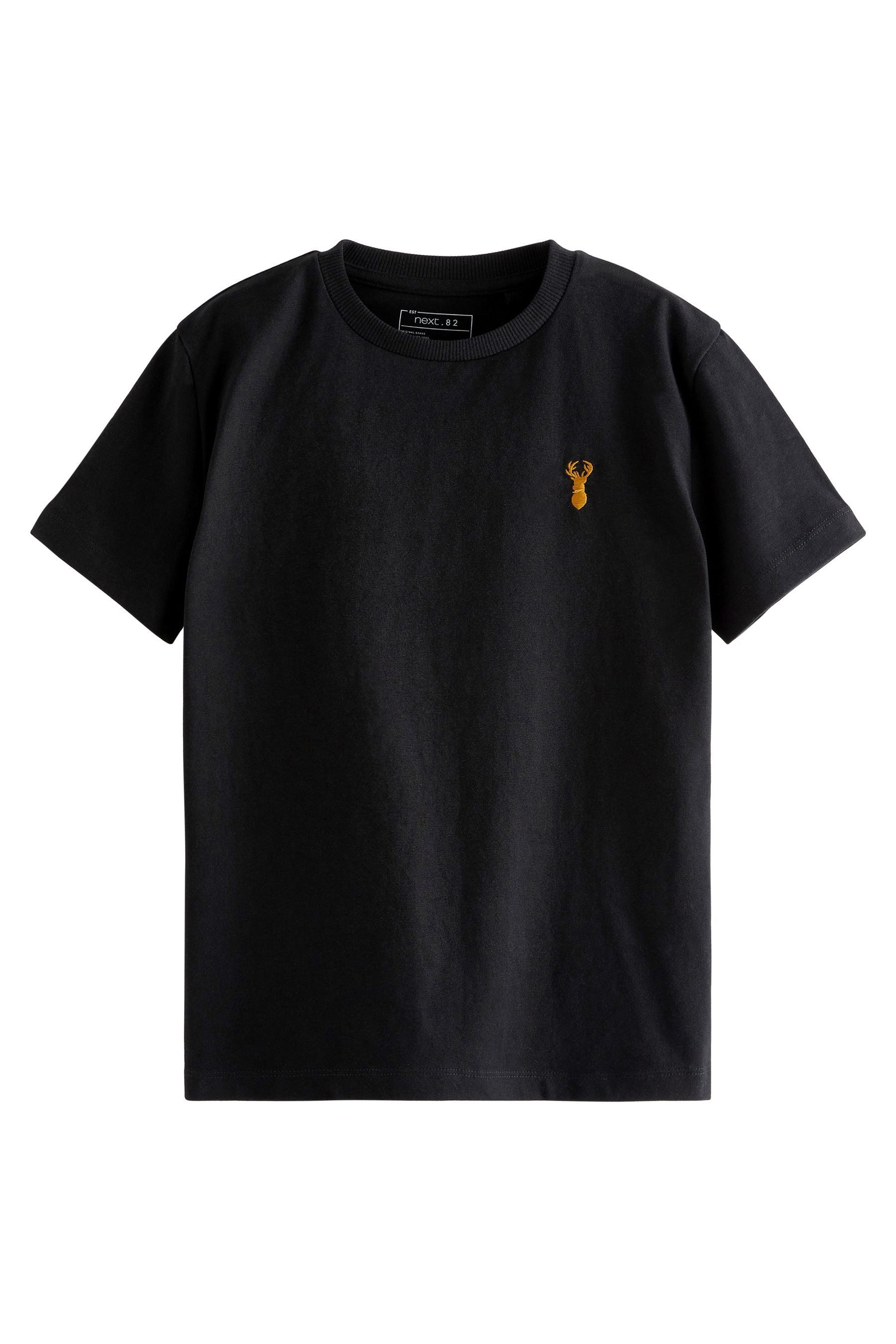 Next T-Shirt 4er-Pack Kurzarm-T-Shirts mit Hirsch-Stickerei (4-tlg)
