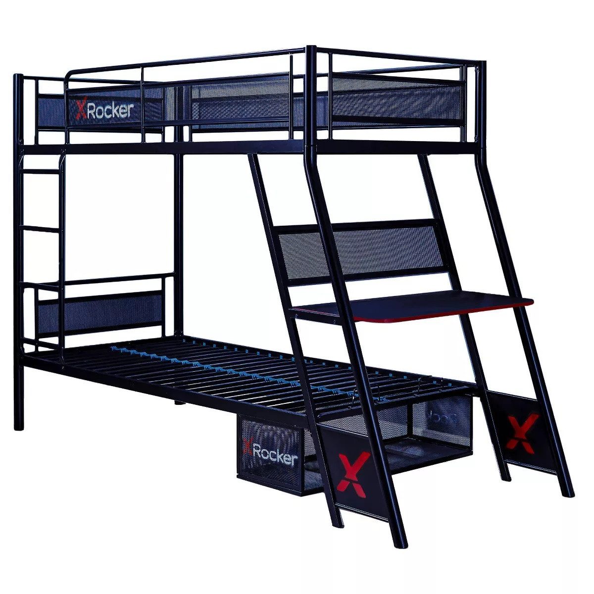 X Rocker Etagenbett Armada - 2-Personen Gaming Hochbett mit Schreibtisch & Treppe