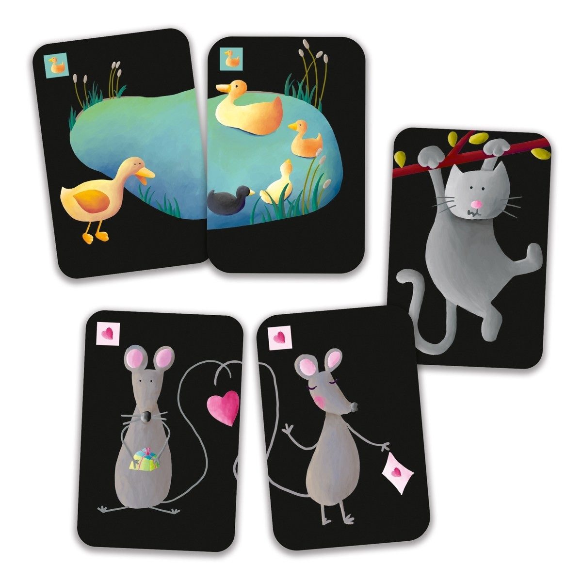 DJECO Spiel Mistigri Kartenspiel für Kinder ab 4 Jahre, 33 Karten, Pärchenspiel