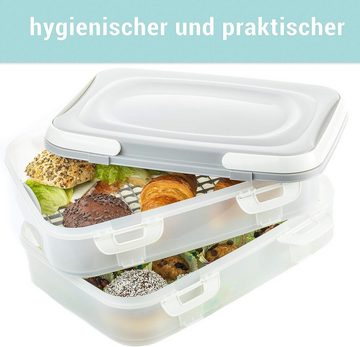 Centi Kuchentransportbox Cupcake/Muffin Transportbox mit 2 Etagen, Kunststoff, (40x30x18cm), mit praktischem Hebeeinsatz, Clickverschlüssen & Tragegriffen