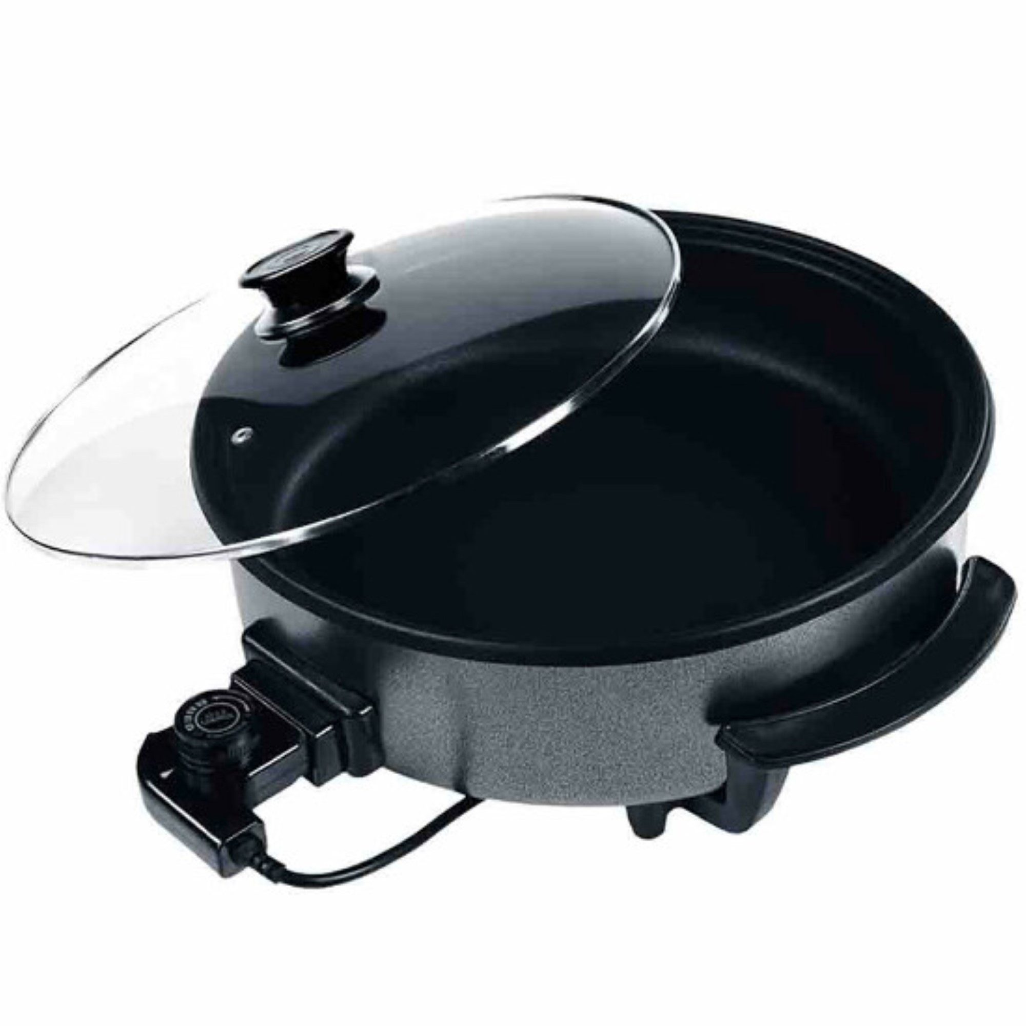 Elektronik SCHÄFER Elektrische Pizzapfanne Multifunktionspfanne mit Glasdeckel 1500 Watt einstellbarer Thermostat