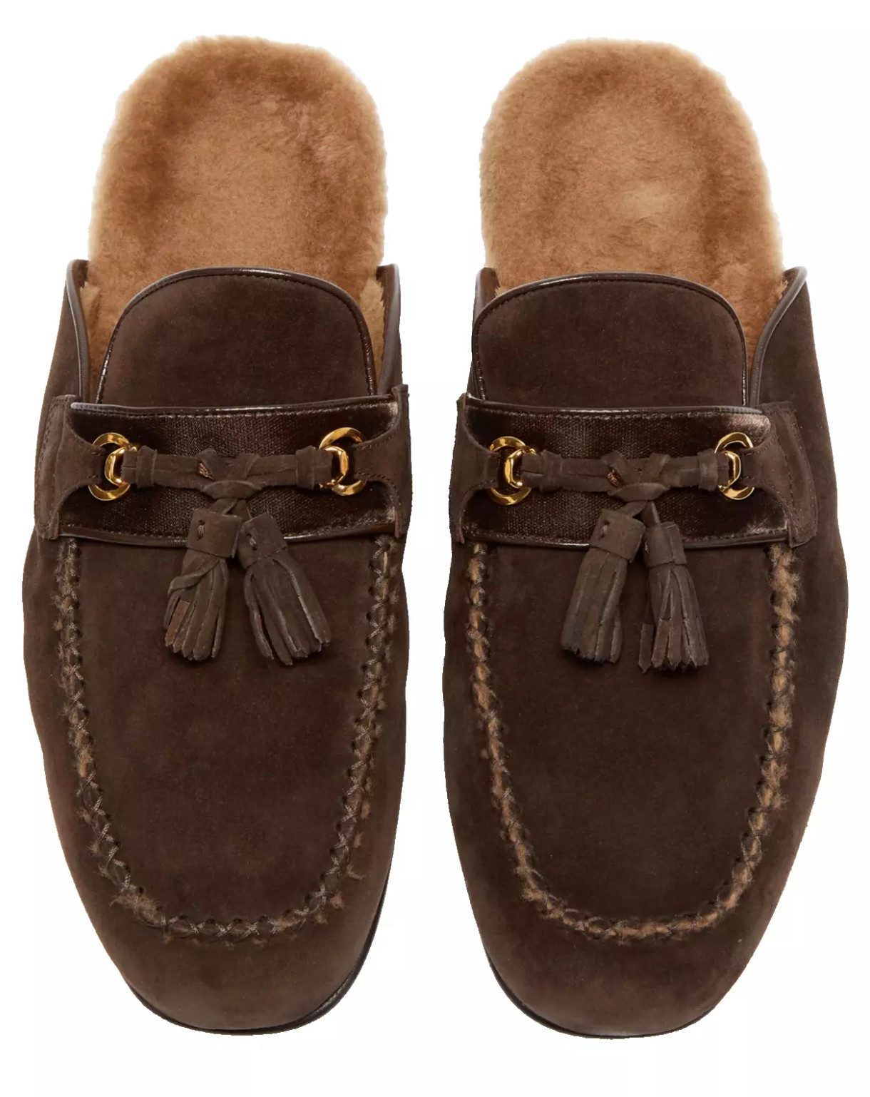 Tom Ford Lammfell Stephan Schuhe Tassel Mokassins Loafer Lederlaufsohle, Zierquasten aus Leder, Mokassin-inspirierte Nähte