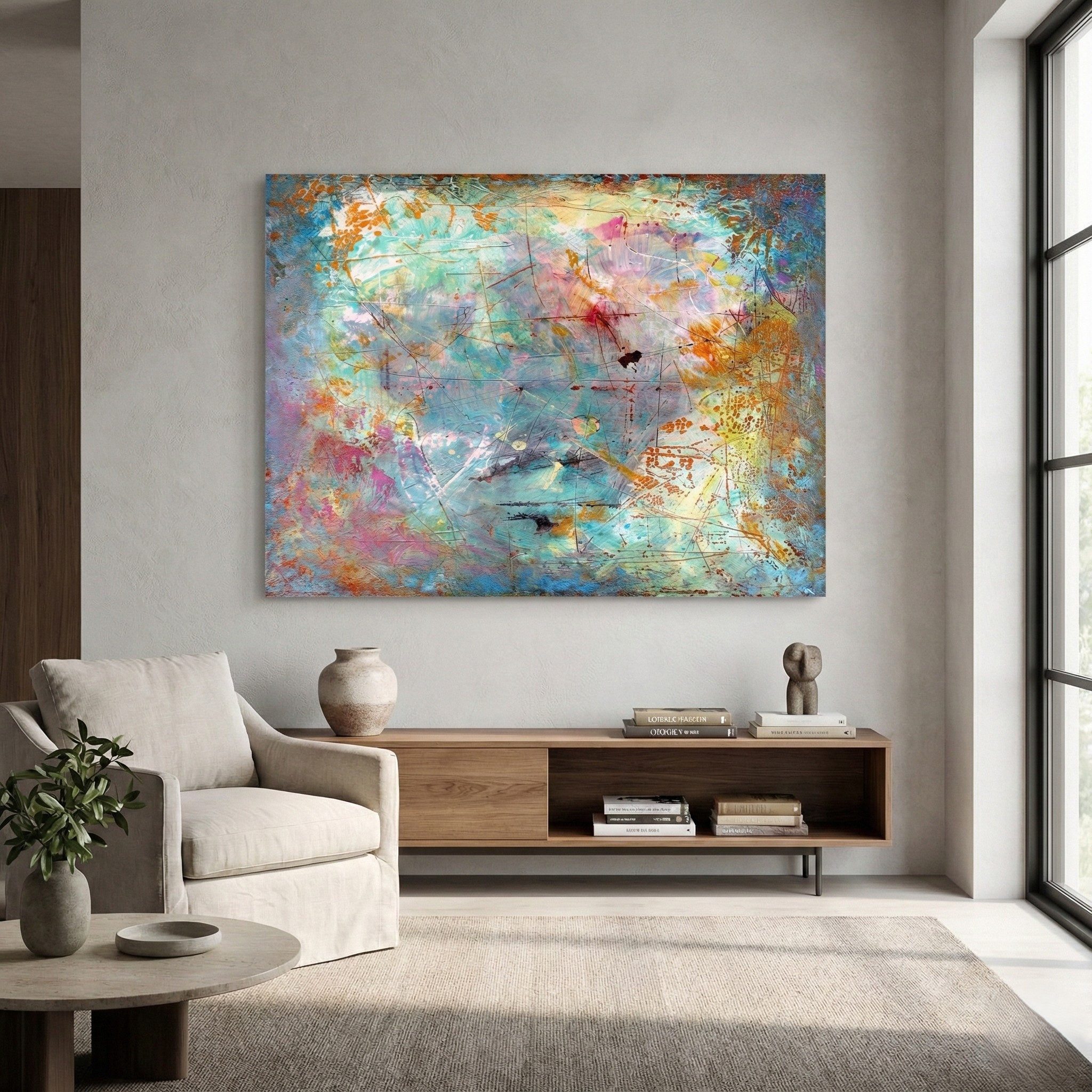 Wallity Leinwandbild Harmony, Abstrakt gemustert (1 St), 70x100 cm modernes Wandbild pflegeleicht