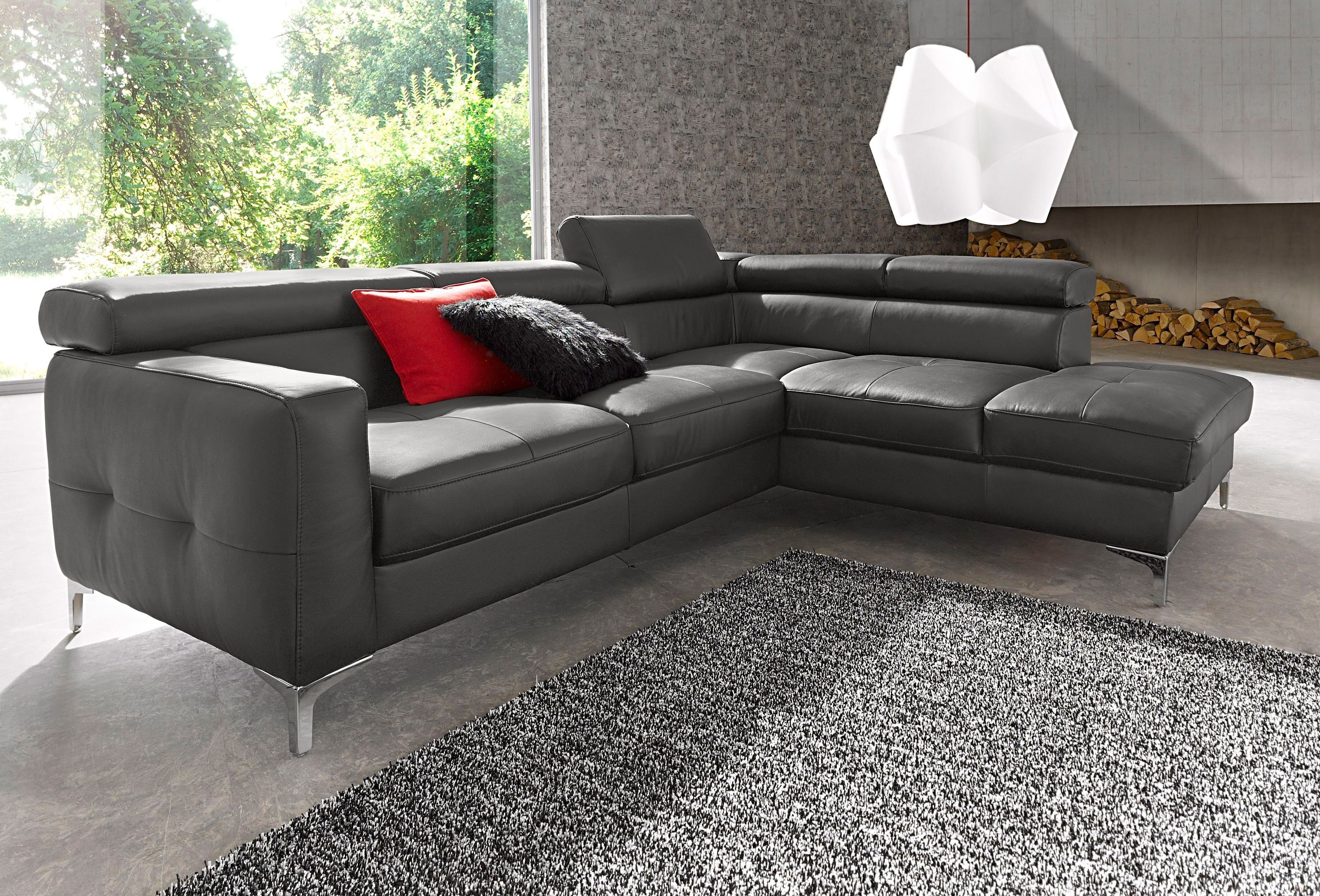 COTTA Polstergarnitur Sammy L-Form, (Set), Set bestehend aus: Ecksofa mit Kopfteilverstellung & Hocker