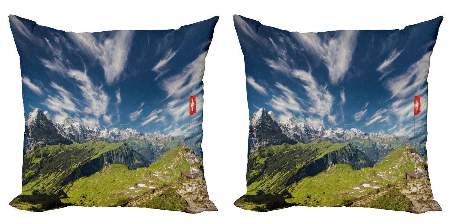 Schweizer Blick Accent Doppelseitiger Modern Alpen Kissenbezüge Schweiz Digitaldruck, Abakuhaus (2 auf die Stück),