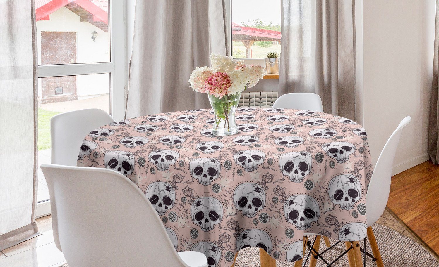 Abakuhaus Tischdecke Kreis Tischdecke Abdeckung Esszimmer Küche Dekoration, Theme Schädel Toten Tag für der