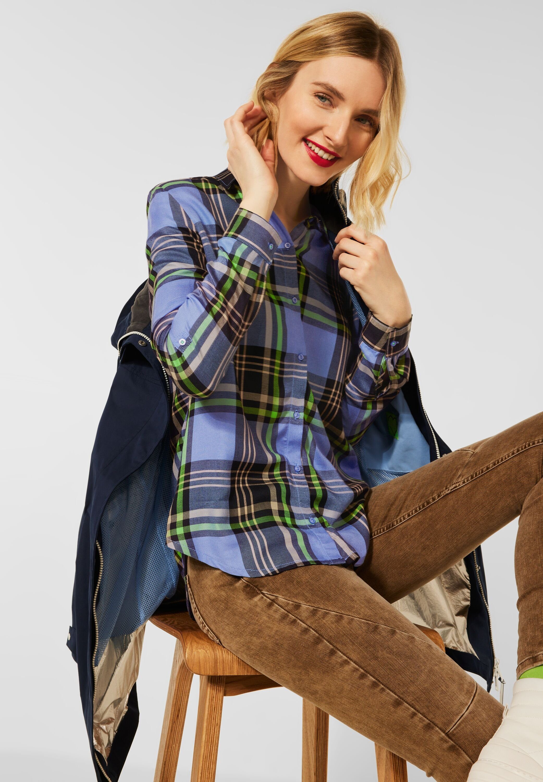 Klassische Bluse Street One Bluse im Karo Dessin in Vivid Blue
