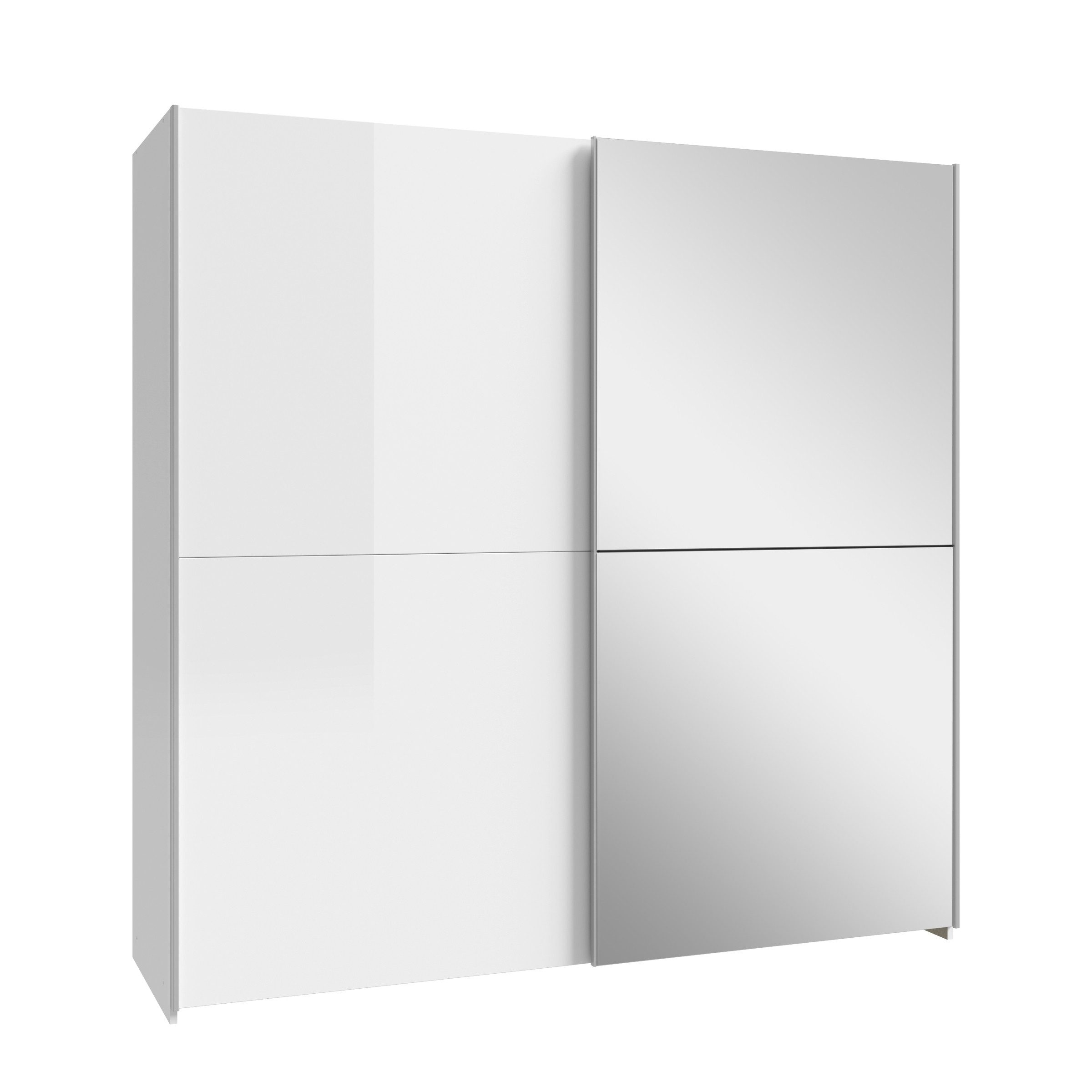 freiraum Schwebetürenschrank Schach & Matt 2 Stangen, 2 Böden, Weiss / Spiegel - 190,1x190,5x61,2cm (B/H/T)
