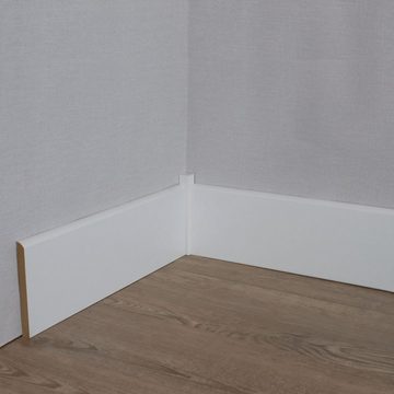 PROVISTON Sockelleiste MDF, 10 x 100 x 2000 mm, Weiß, Fußleiste, MDF foliert