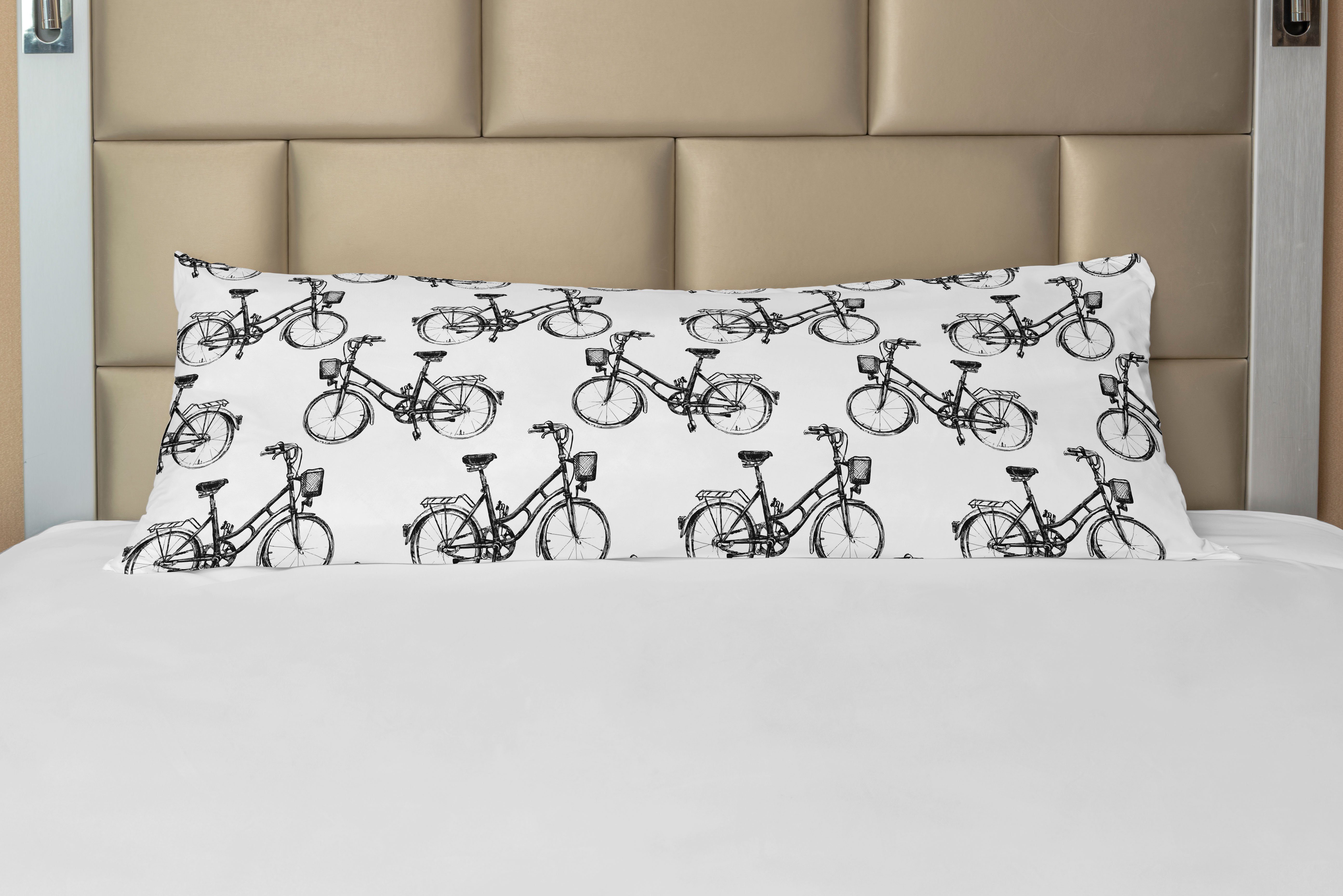 Seitenschläferkissenbezug Deko-Akzent Langer Kissenbezug, Abakuhaus, Skizzieren Monochrome Fahrräder Muster
