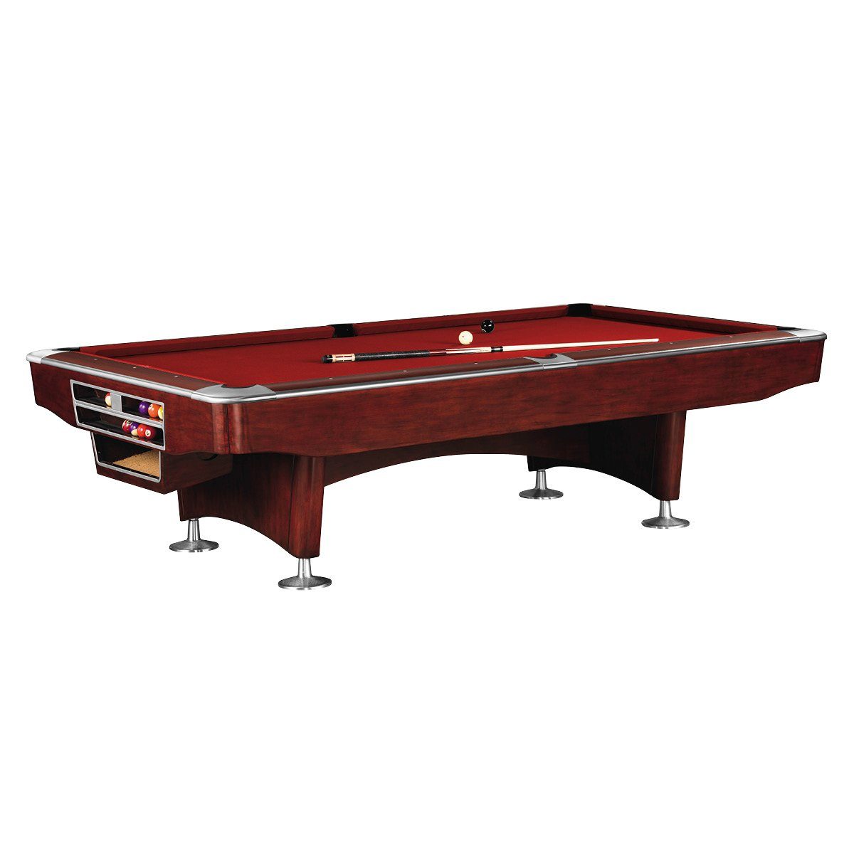 Billiard-Royal Billardtisch Gladiator 8ft. Mahagoni, (Hochwertige und massive Ausführung in beliebter Billiard-Royal® Qualität), Spielfläche aus 3-teiliger Naturschieferplatte (30 mm Dicke) mit Ballauffangtaschen aus Echtleder und Hochwertige, langlebige Banden / K 55 Gummi