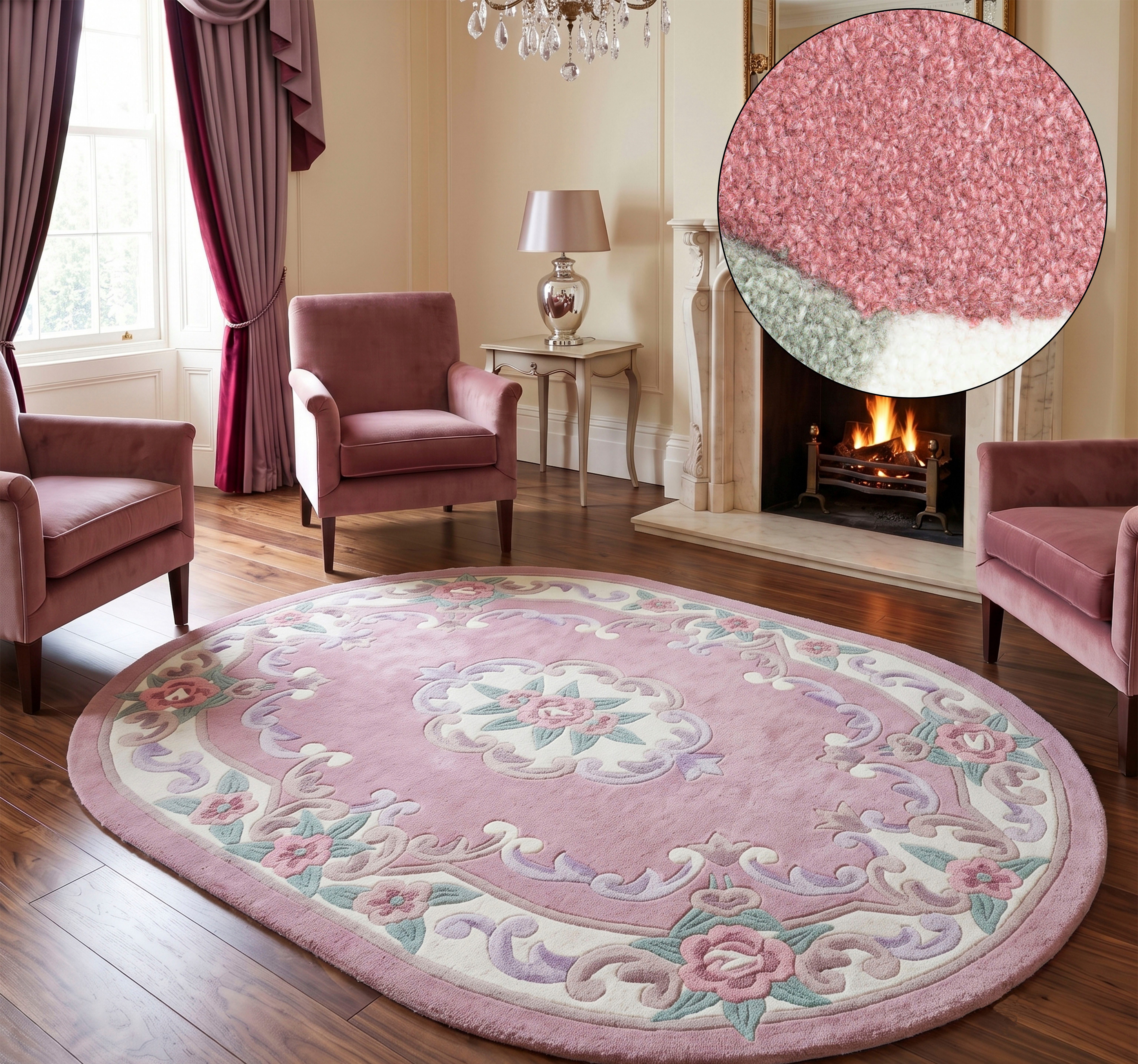 THEKO Teppich Ming, oval, Höhe: 14 mm, hochwertiges Acrylgarn, ideal im Wohnzimmer & Schlafzimmer