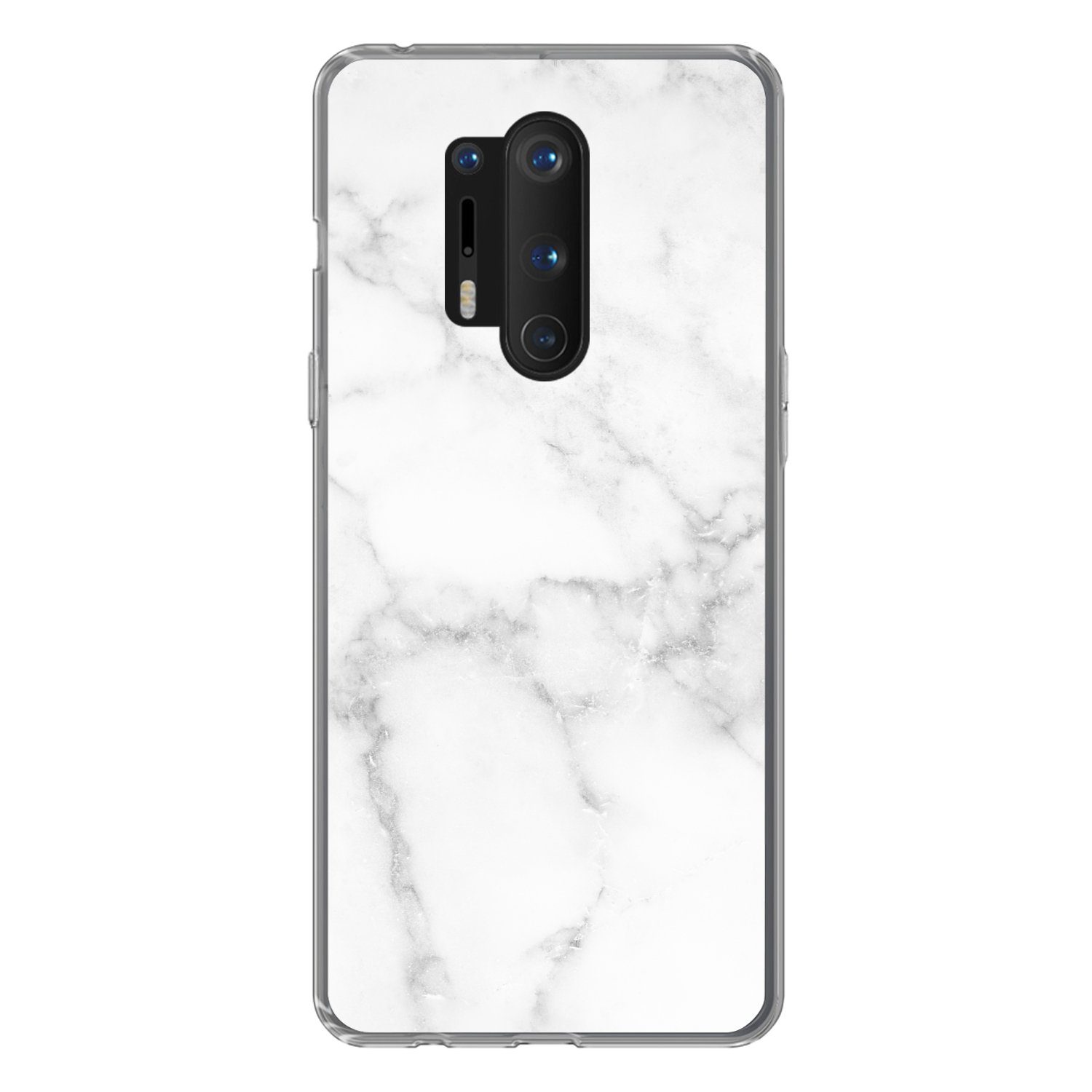 MuchoWow Handyhülle für OnePlus 8 Pro Marmor - Weiß - Grau - Luxus - Marmoroptik - Stein, Phone Case, Silikon, Schutzhülle Dünn