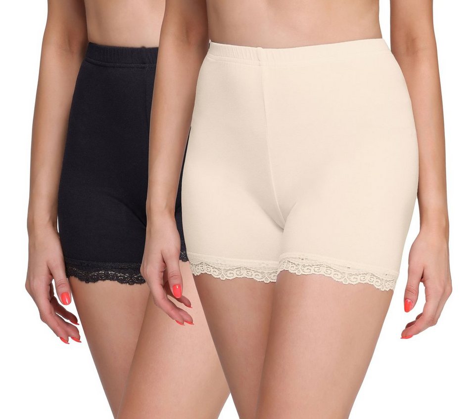 Merry Style Leggings 2 Pack Damen Shorts Radlerhose Unterhose Hose  Boxershorts MS10-294 (2-tlg) elastischer Bund