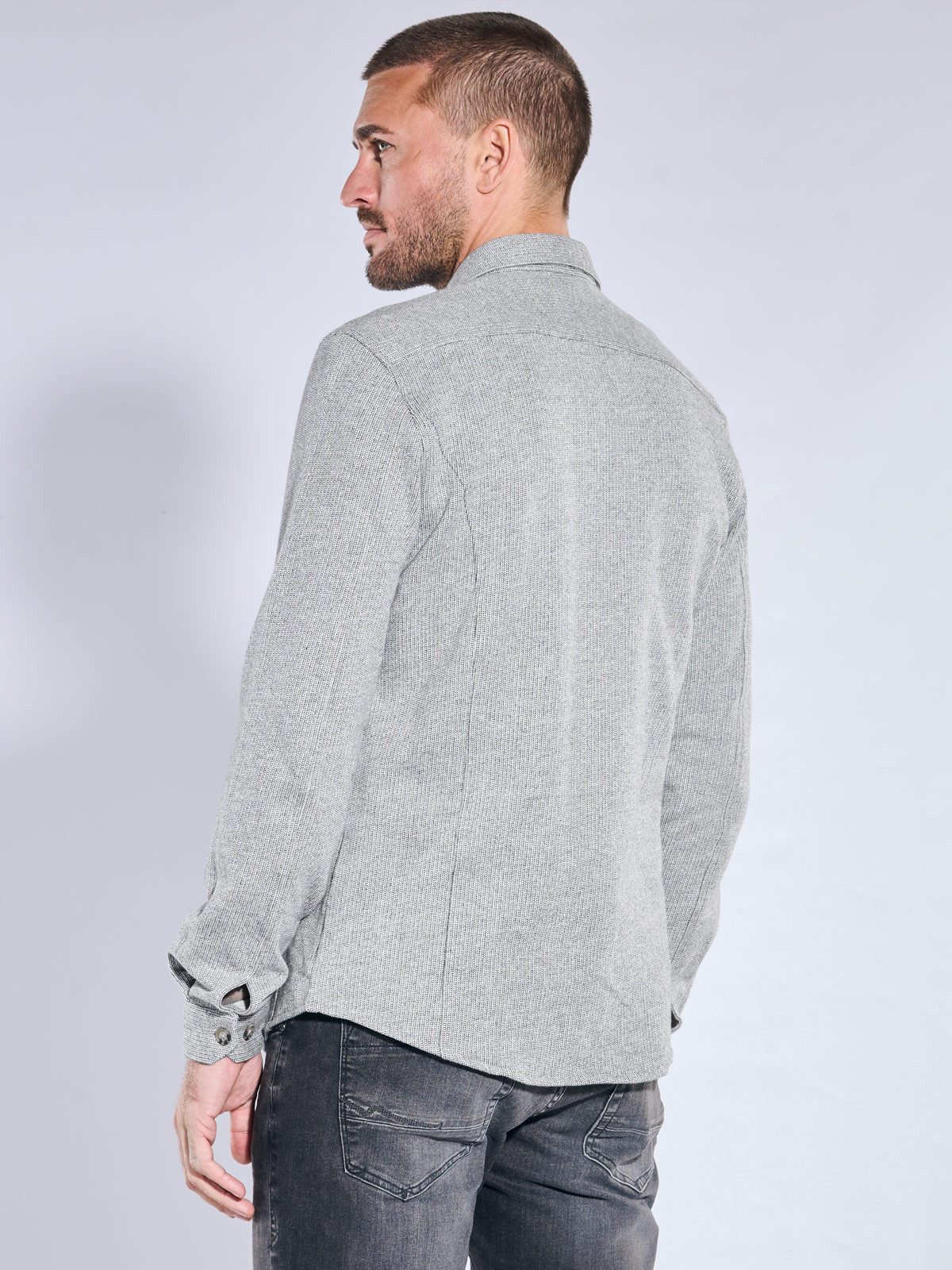 emilio adani Langarmhemd emilio adani Herren Hemd uni, Hellgrau