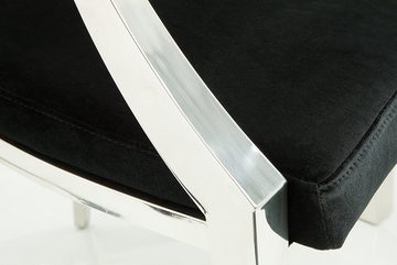 riess-ambiente Esszimmerstuhl MODERN BAROCK schwarz / silber, Esszimmer · Samt · Edelstahl · mit Armlehne