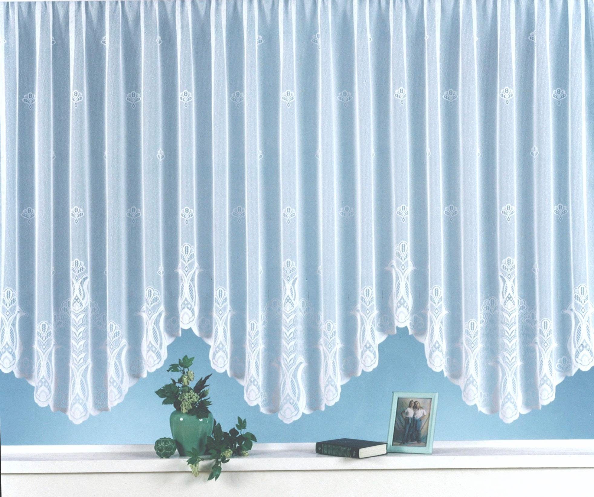 Weckbrodt Gardine Alina (1 St), Kräuselband, halbtransparent, Jacquard, Bogenstore, Jacquard, halbtransparent, Allover, Motiv, Bordüre, Store