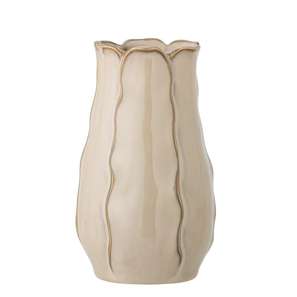 Bloomingville Tischvase Allas Vase beige Steingut, Dekovase Blumenvase Wohnzimmer Deko