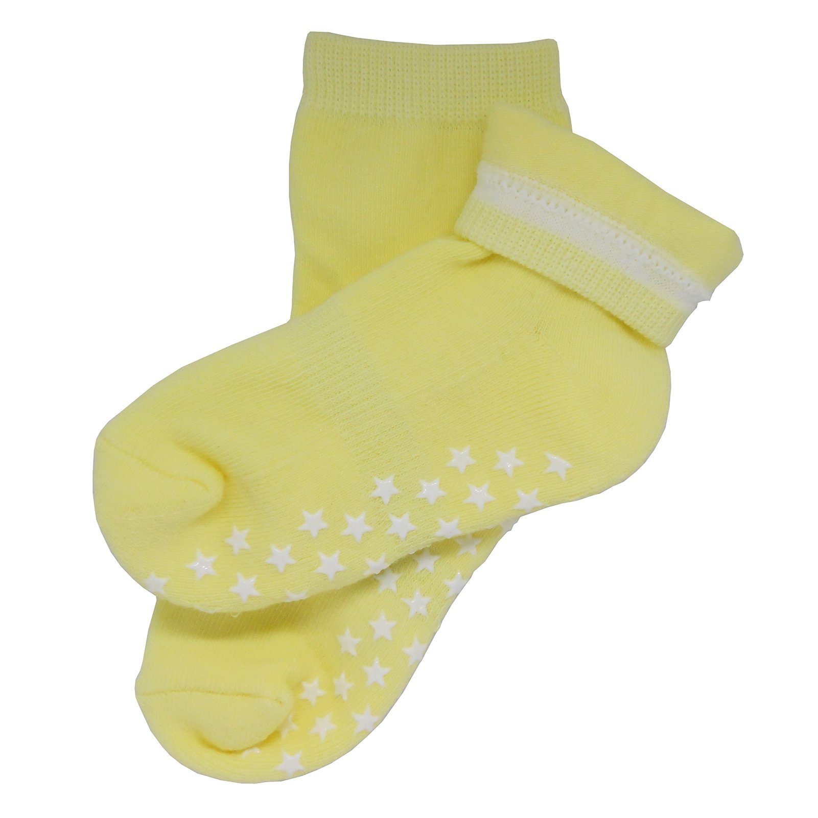 Yalion hautfreundlich Babysocken Kinder (6-Paar) Baumwoll Halbplüsch mit warm, Langsocken Natur Weiche Socken und gelb-rot-dunkelblau Rutschfest