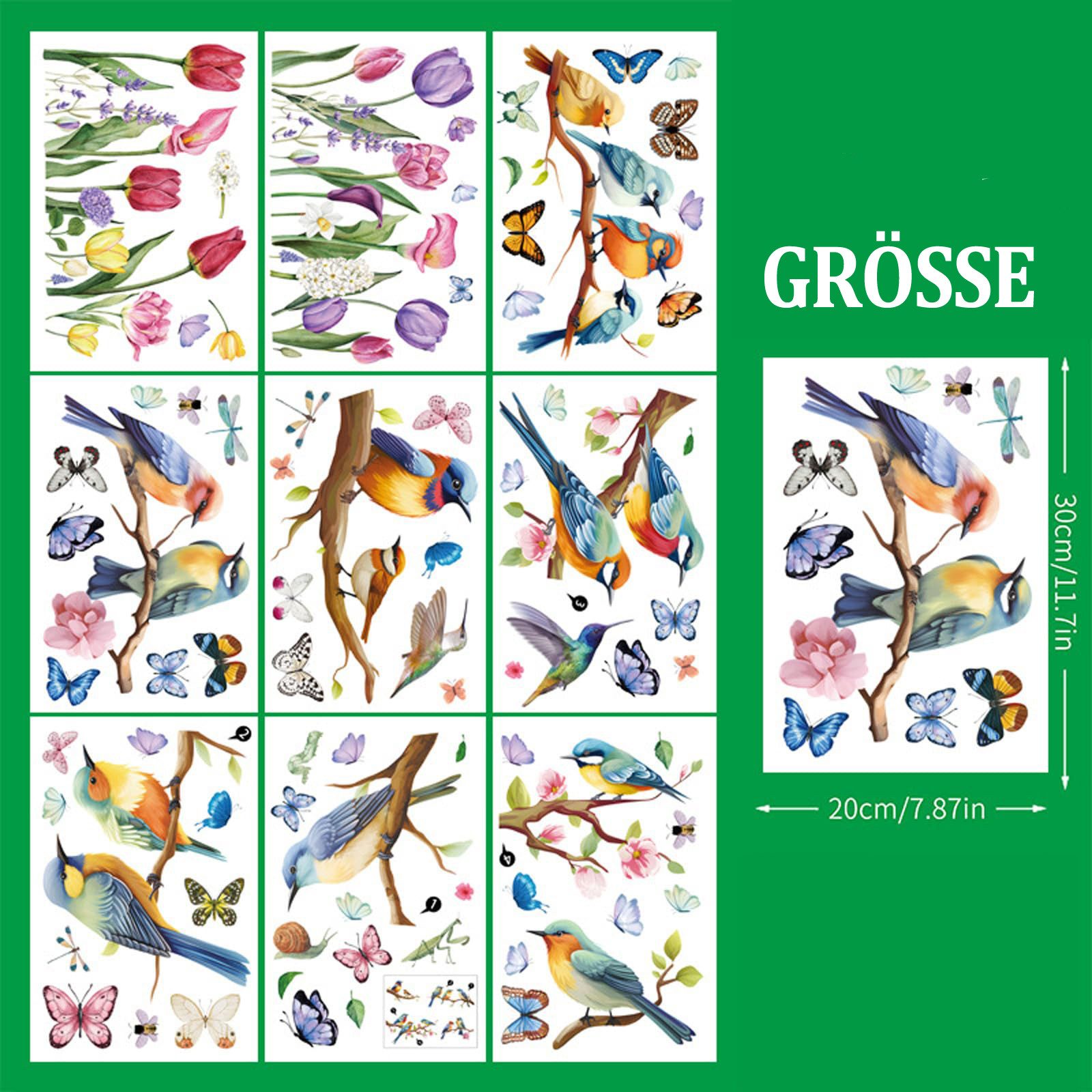 Coonoor Fenstersticker Frühlingsvogel Fensteraufkleber, Blumen mit Kolibri günstig online kaufen