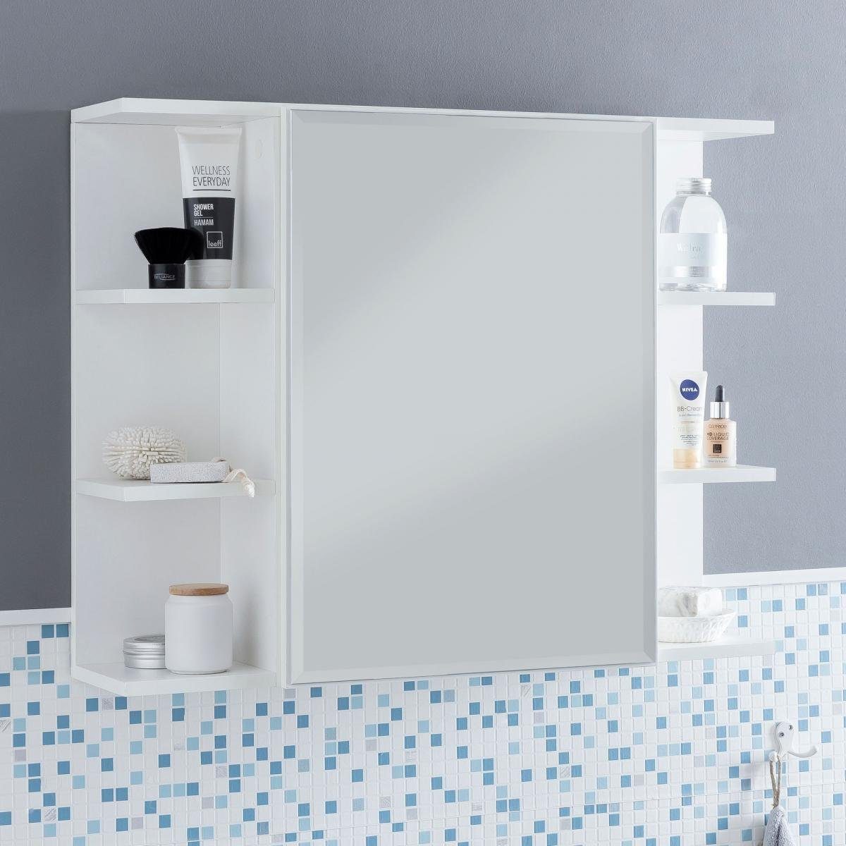 lovingHome® Badezimmerspiegelschrank Badezimmerspiegelsrank Spiegelschrank Badschrank 80x64,5x20 cm (1 Stück) Moderner Badschrank in zeitlosem Design