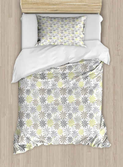 Bettwäsche Top Qualität Weich und Warm 3 Teiligen Bettbezug mit 1 Kissenbezüge, Abakuhaus, Microfaser, Blumen Hirtentäschel Muster