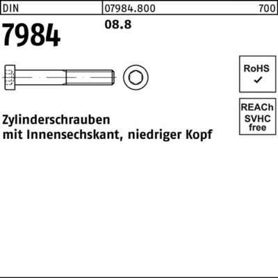 Reyher Zylinderschraube 200er Pack Zylinderschraube DIN 7984 Innen-6kt M8x 25 8.8 200 Stück D
