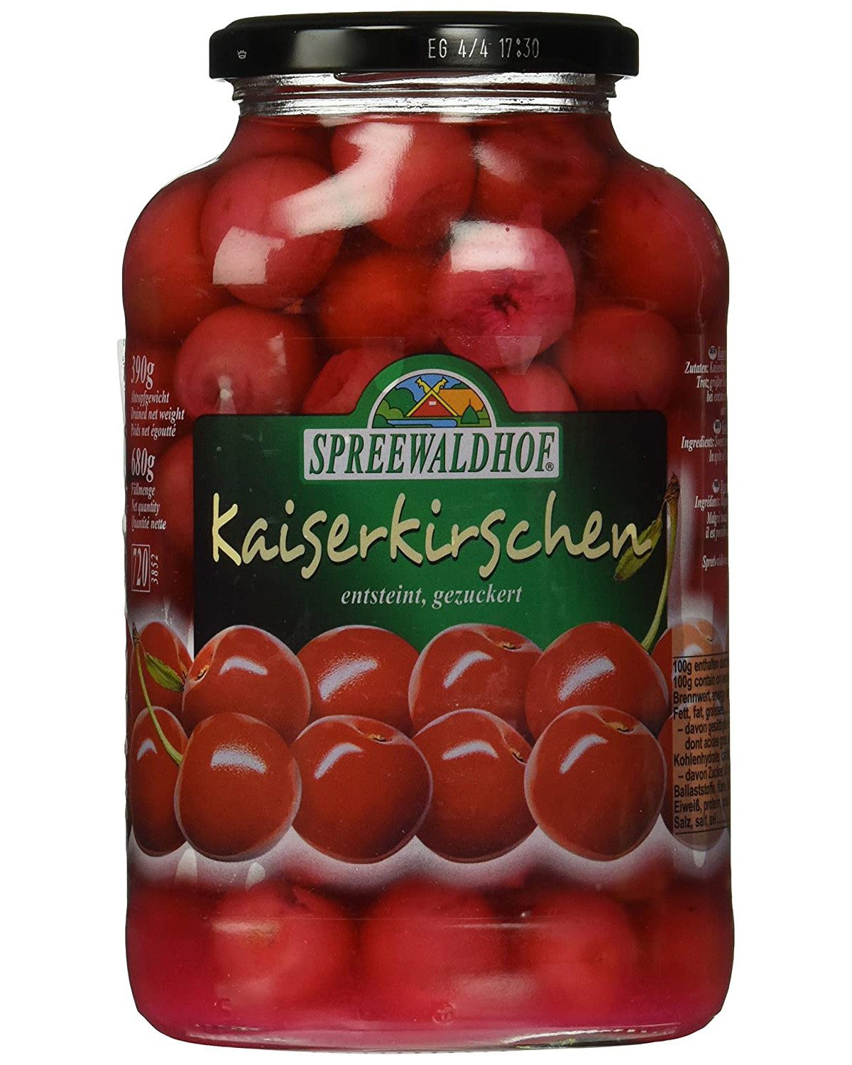 Spreewaldhof Gemüsekonserve, Spreewaldhof Kaiserkirschen entsteint gezuckert 680g 6er Pack