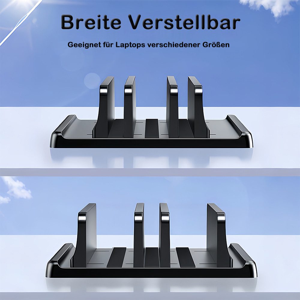 AFKSMILE Laptop-Ständer Vertikaler Laptopständer, 3 Steckplätze Verstellbarer Notebook Ständer, (5 in 1 Platzsparende Tischhalterung für Laptops für MacBook iPa – Bild 4 von 5