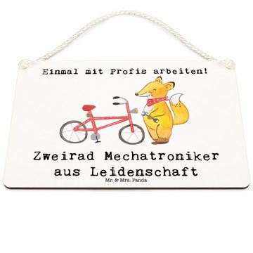 Mr. & Mrs. Panda Hinweisschild DIN A6 Zweirad Mechatroniker Leidenschaft - Weiß - Geschenk, Deko Sch, (1 St), Künstlerisch bedruckt