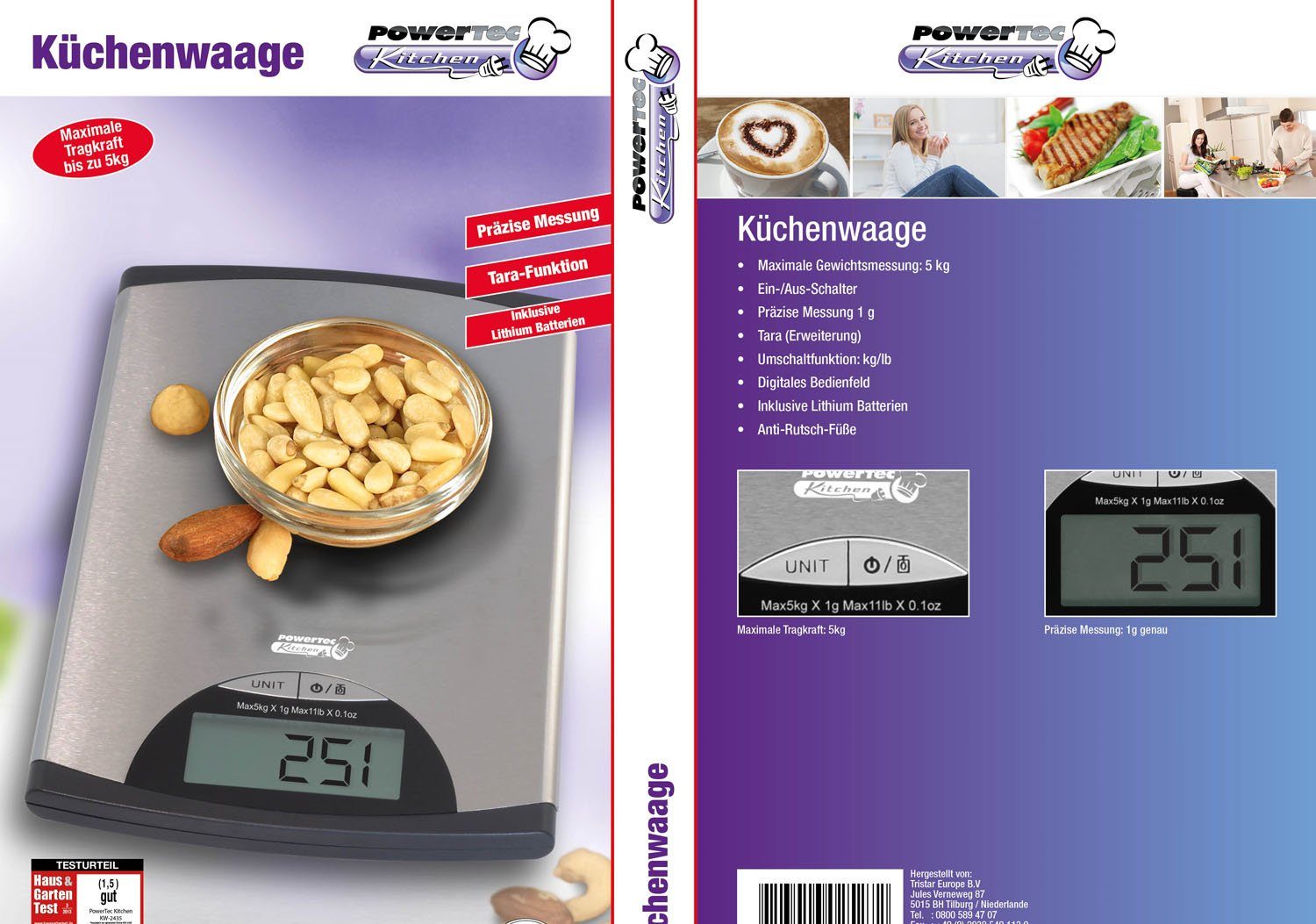 von Waage Küchenwaage Digital Edelstahl smartwares elektrische Trista Küchenwaage bis (1-tlg) 5kg,