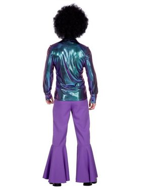 Metamorph T-Shirt 70er Jahre Hemd Disco Dancer lila Irisierend schimmerndes Hemd für den Disco King