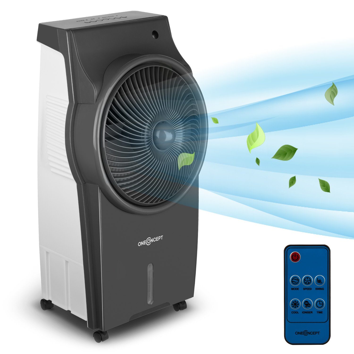 ONECONCEPT Ventilatorkombigerät Kingcool 4-in-1 Luftkühler, mit Wasserkühlung & Eis mobil Klimagerät ohne Abluftschlauch Grau