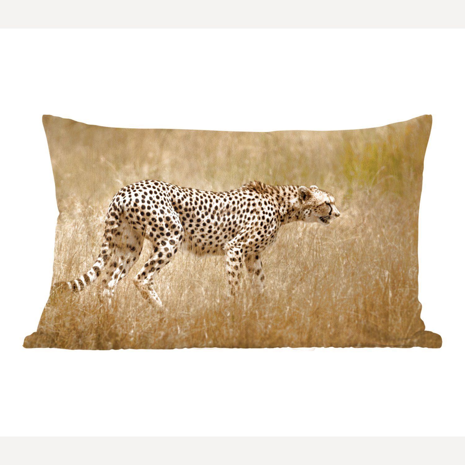 MuchoWow Dekokissen Leopard - Tarnung - Gras, Wohzimmer Dekoration, Zierkissen, Dekokissen mit Füllung, Schlafzimmer