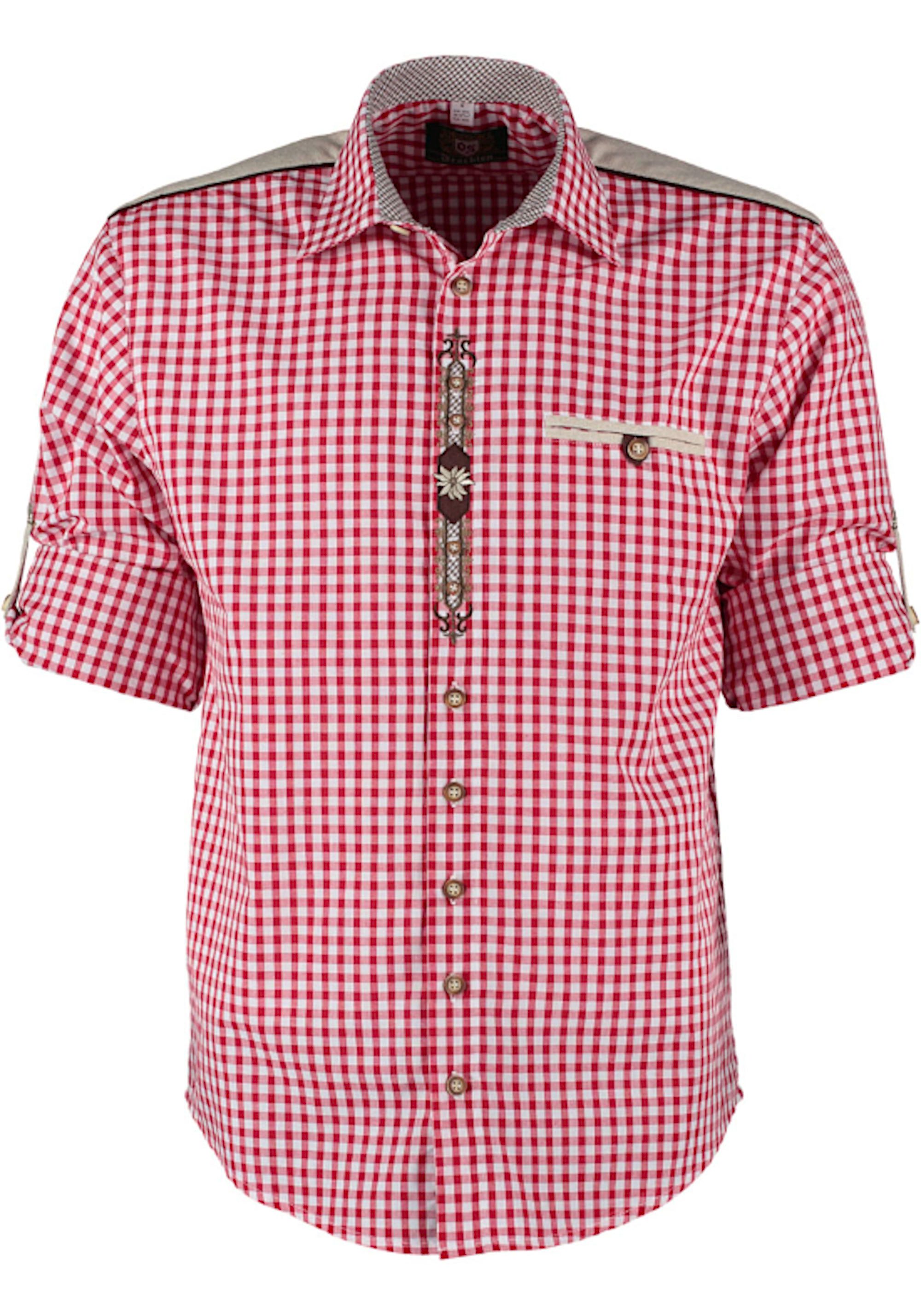 OS Trachten Trachtenhemd TH-0215 Stickerei Krempelarm Kentkragen, Regular F günstig online kaufen