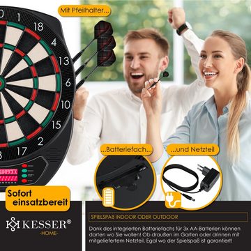 KESSER Dartscheibe, Elektronische Dartscheibe Profi Set E Dartboard mit 15 Dart