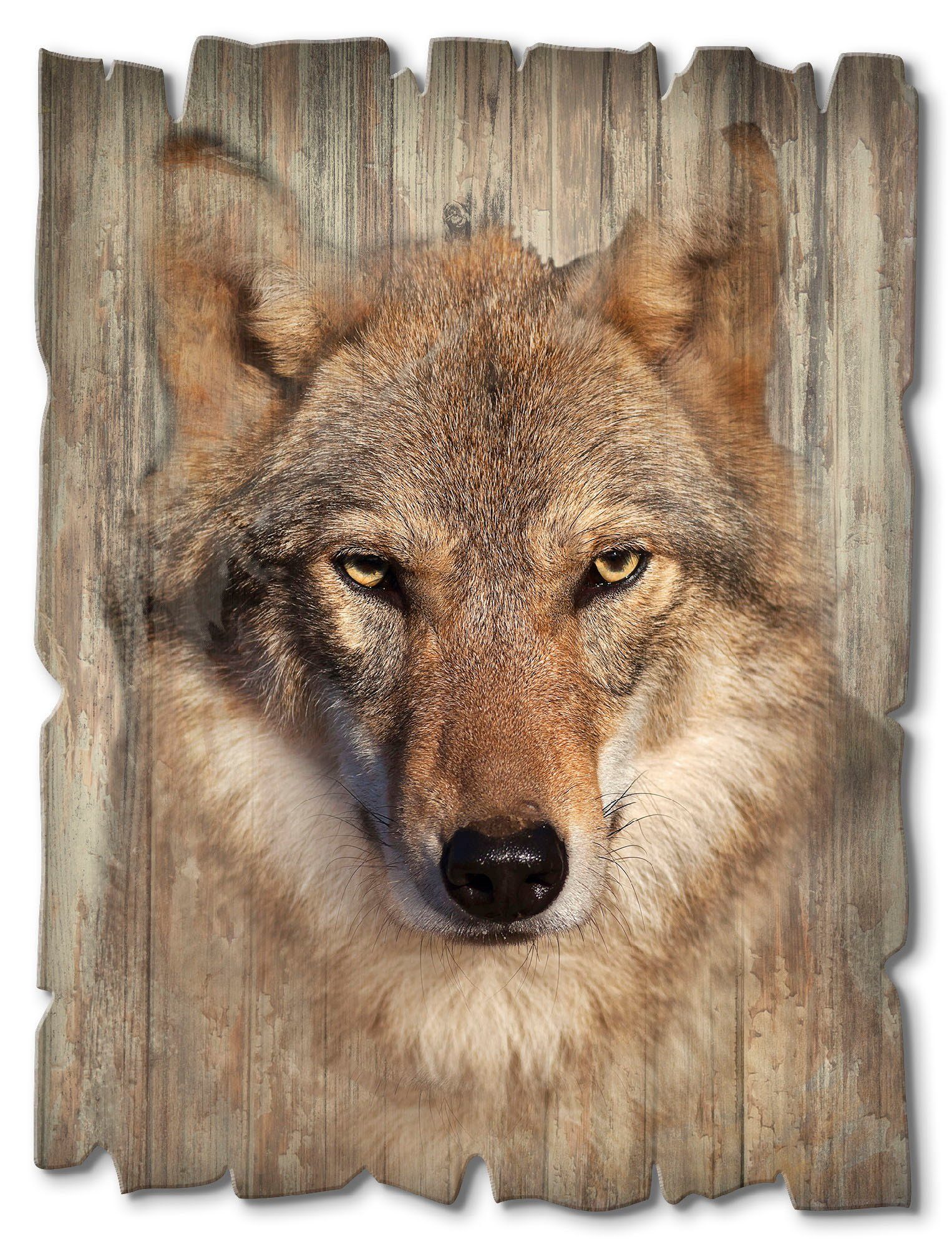 Artland Holzbild Wolf, Wildtiere (1 St) günstig online kaufen