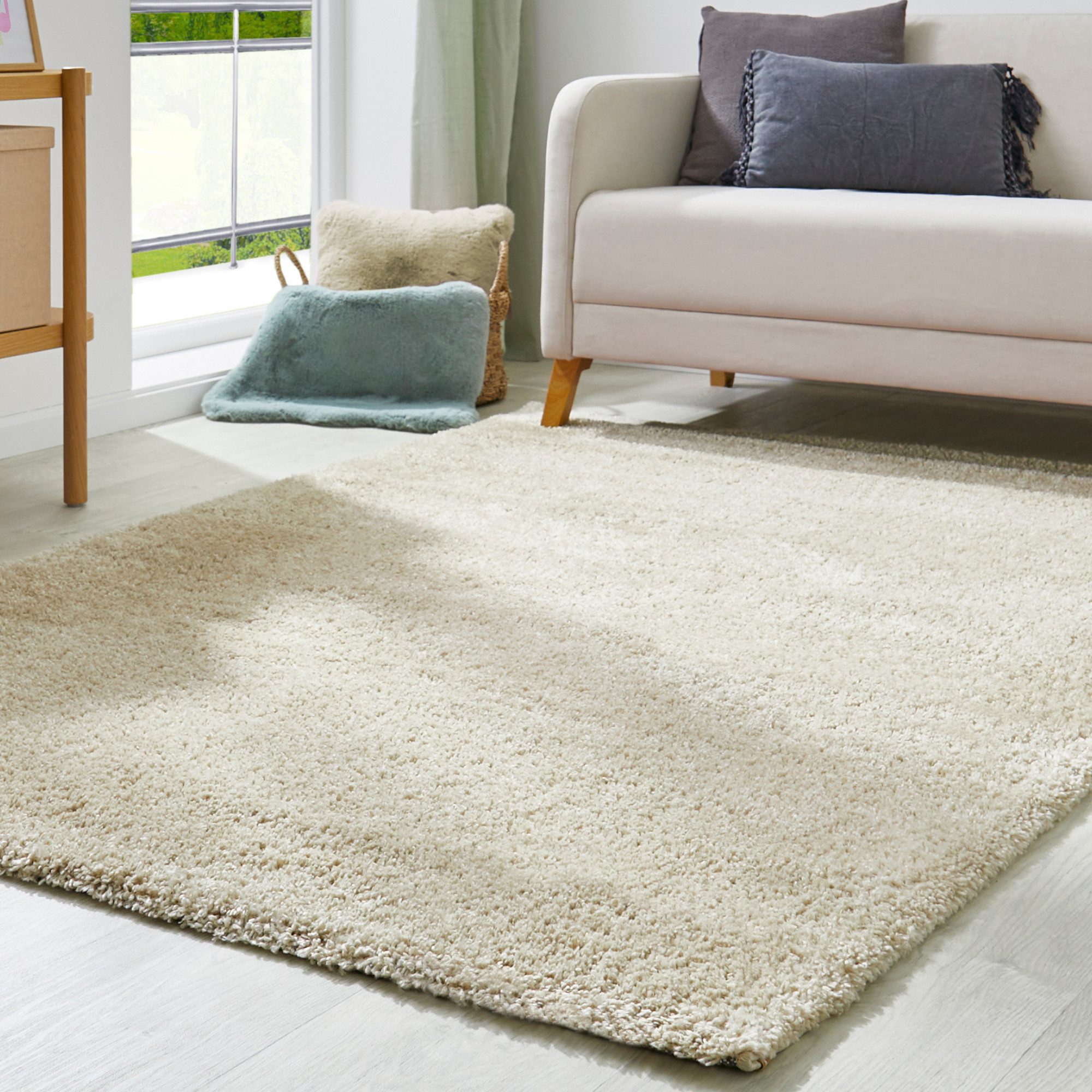OTTO home Hochflor-Teppich Canberra, rechteckig, Höhe: 40 mm, Uni Farben, weich & kuschelig, Wohnzimmer, Schlafzimmer