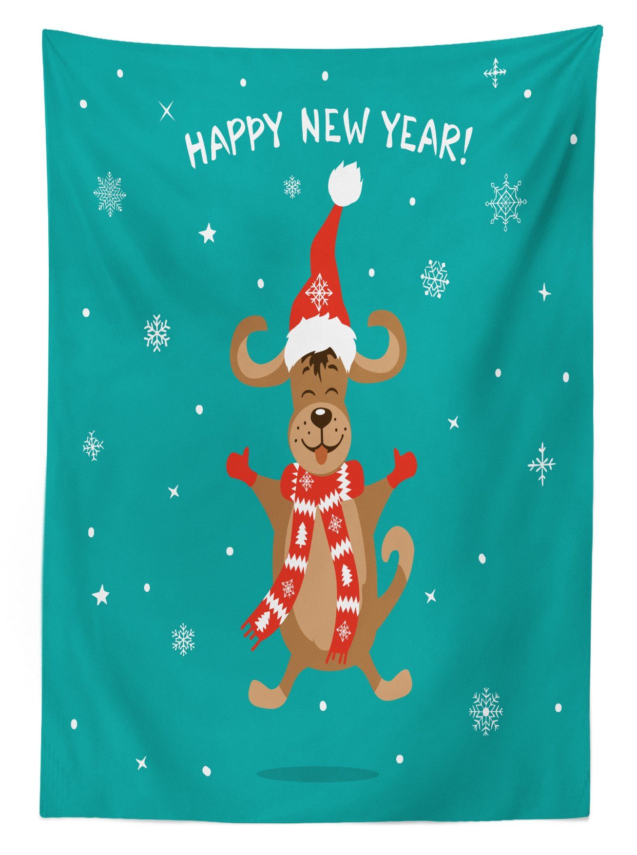 Für Dog Waschbar Jumping Bereich Abakuhaus Farben, Weihnachten Neujahr Außen Tischdecke geeignet und Farbfest den Klare
